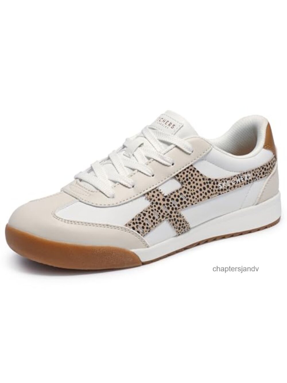 Memory Foam Womens Sneakers Leopard Trim Lace-Up Athletic Shoes